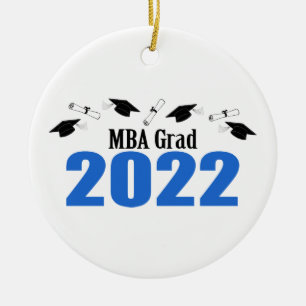Décoration En Céramique MBA Grad 2022 Casquettes Et Diplômes (Bleu)