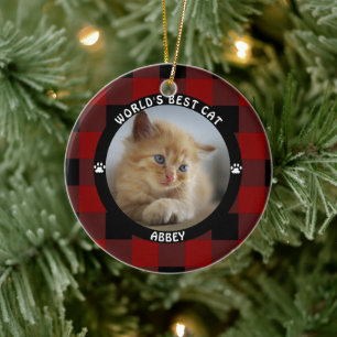 Décoration En Céramique MEILLEUR CHAT DU MONDE Tampon Rouge Buffle Personn