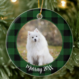 Décoration En Céramique Meilleur chien jamais Nom personnalisé Noël vert