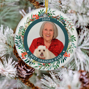 Décoration En Céramique Meilleure grand-mère jamais photo Élégant Noël Flo
