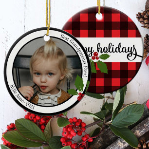 Décoration En Céramique Meilleurs Grands-Parents Jamais ! Buffalo Plaid