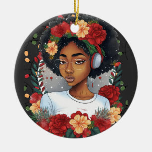 Décoration En Céramique Melanin Noël hiver Black Girl Magic Sista