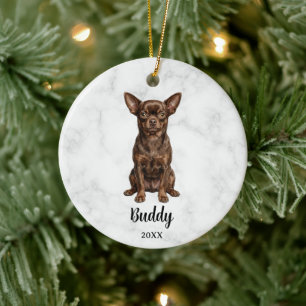 Décoration En Céramique Mémorial de chien au nom de Chihuahua au chocolat