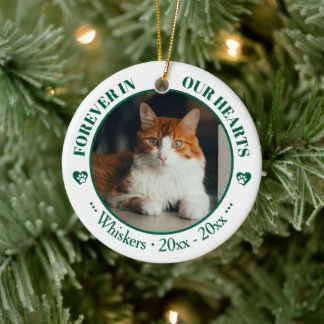 Décoration En Céramique Mémorial de photo et de nom de chat pour toujours