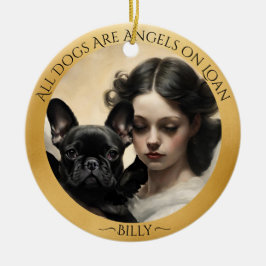 Décoration En Céramique Mémorial personnalisé de Bulldog en français noir