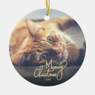 Décoration En Céramique Meowny Christmas Funny Chat Photo à thème