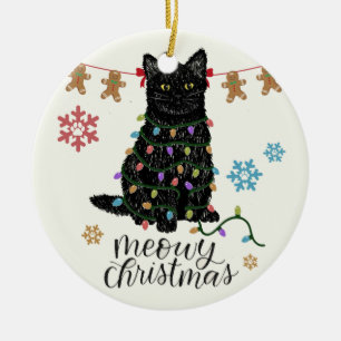 Décoration En Céramique Meowy Christmas Black Cat