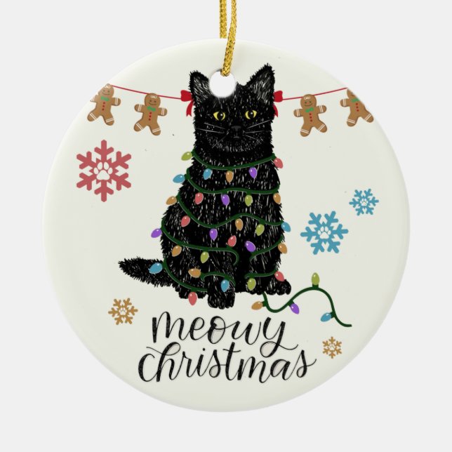 Décoration En Céramique Meowy Christmas Black Cat (Devant)