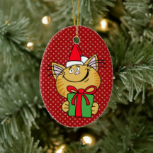 Meowy Noël Chat Oval Ornament