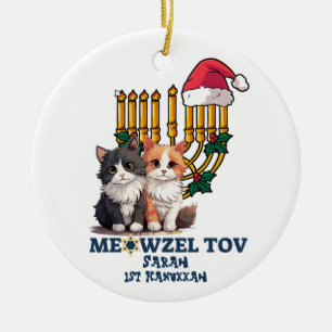 Décoration En Céramique Meowzel Tov Cute Happy Hanoukka