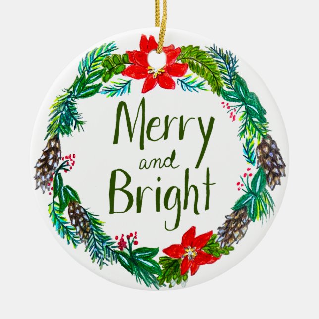 Décoration En Céramique Merry and Bright Ornament (Devant)