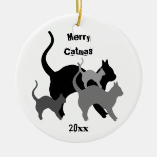 Décoration En Céramique Merry Catmas chats de vacances