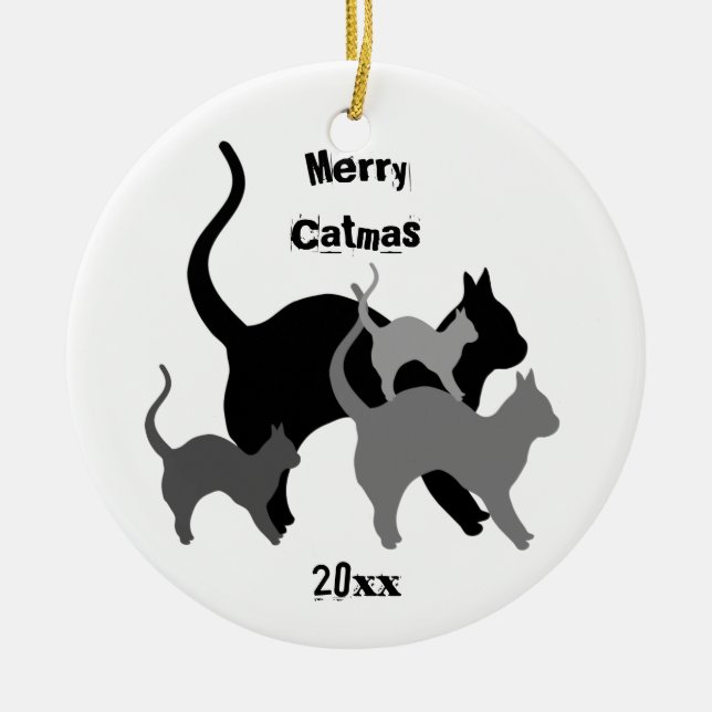 Décoration En Céramique Merry Catmas chats de vacances (Devant)