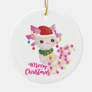 Décoration En Céramique merry christmas axolotl santa