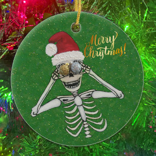 Décoration En Céramique Merry Christmas Laughing Skeleton