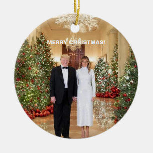 DÉCORATION EN CÉRAMIQUE MERRY CHRISTMAS TRUMP ORNAMMENT