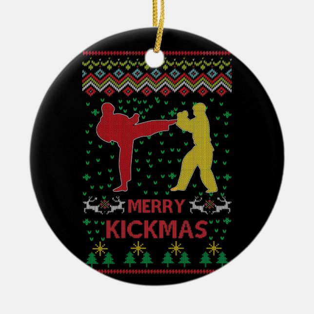 Décoration En Céramique Merry Kickmas Ugly Christmas Karaté Jiu Jitsu (Devant)
