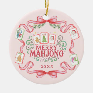 Décoration En Céramique Merry Mahjong   Noël