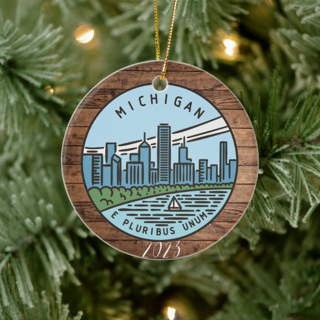 Décoration En Céramique Michigan Joyeux Noël - Année - Personnaliser (Arbre)