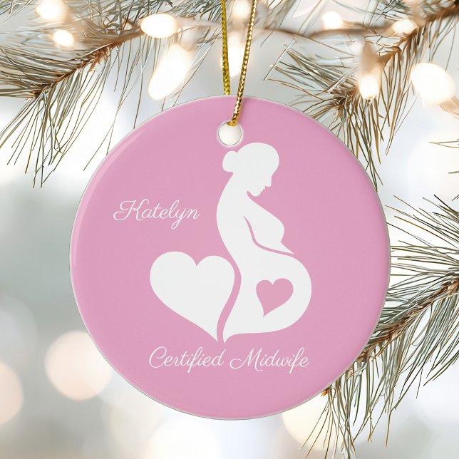 Décoration En Céramique Midwoman Doula Belle Customisée rose Noël (Créateur téléchargé)