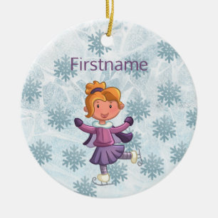 Décoration En Céramique Mignonne blonde petite fille de patin à glace