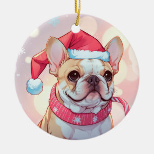 Décoration En Céramique Mignonne Bulldog français avec casquette et foular