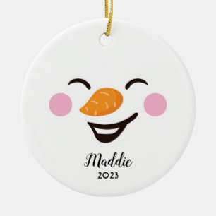 Décoration En Céramique Mignonne, joyeux bonhomme de neige nom personnalis