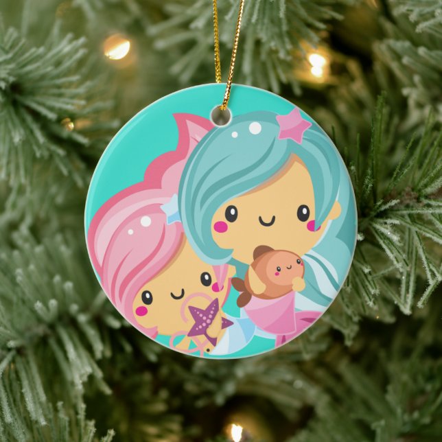 Décoration En Céramique Mignonne Sirène Princesse Soeurs Noël (Arbre)