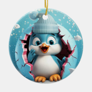 Décoration En Céramique Mignons Noël de pingouins 3D