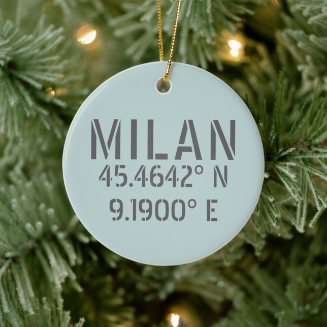 Décoration En Céramique Milan Italie Latitude et Longitude (Arbre)