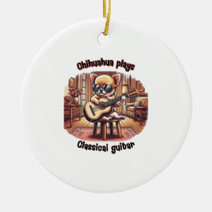 Décoration En Céramique Mini Maestro Chihuahua Guitariste