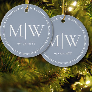 Décoration En Céramique Mini-mariés Monogram Dusty Blue Holiday