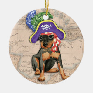 Décoration En Céramique Miniature Pinscher Pirate