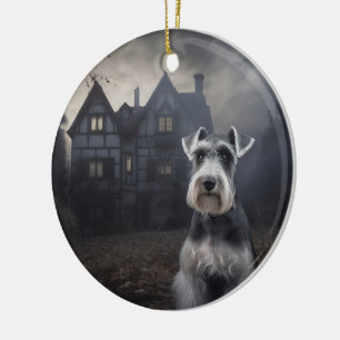 Décoration En Céramique Miniature Schnauzer Halloween Effrayant
