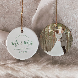 Décoration En Céramique Minimal vert nouveau marié 1er Mariage de Noël p