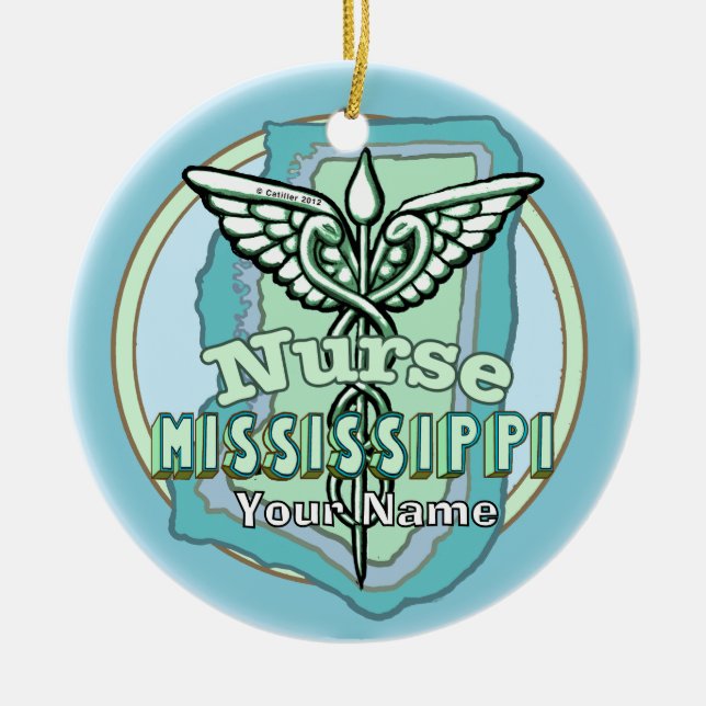 Décoration En Céramique Mississippi Nurse Caduceus  (Devant)