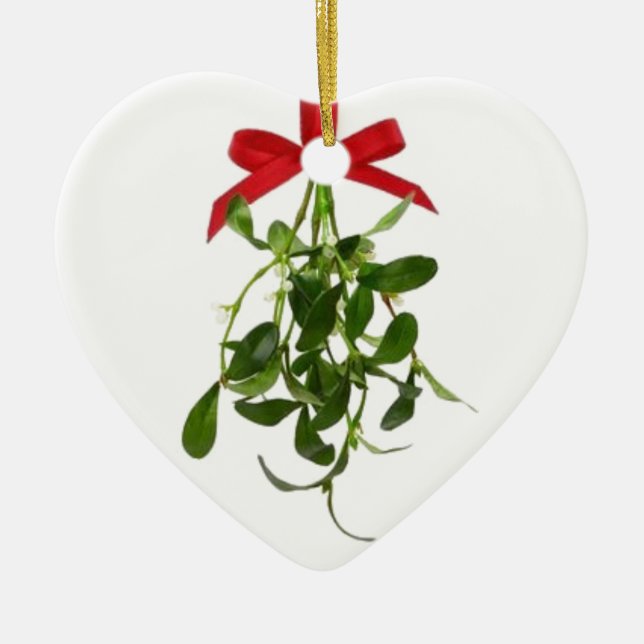 DÉCORATION EN CÉRAMIQUE **MISTLETOE À DOUBLE CÔTÉ** CARRÉ (Devant)