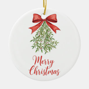 Décoration En Céramique Mistletoe Aquarelle Joyeux Noël