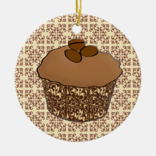 Décoration En Céramique Mocha / Café Frosted Cupcake, Arrière - plan dente