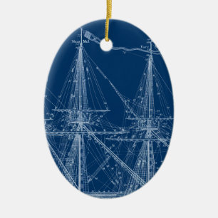 Décoration En Céramique Modèle grand bleu de bateau de navigation