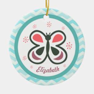 Décoration En Céramique Modern Butterfly Personalized Chevron Kids Gift