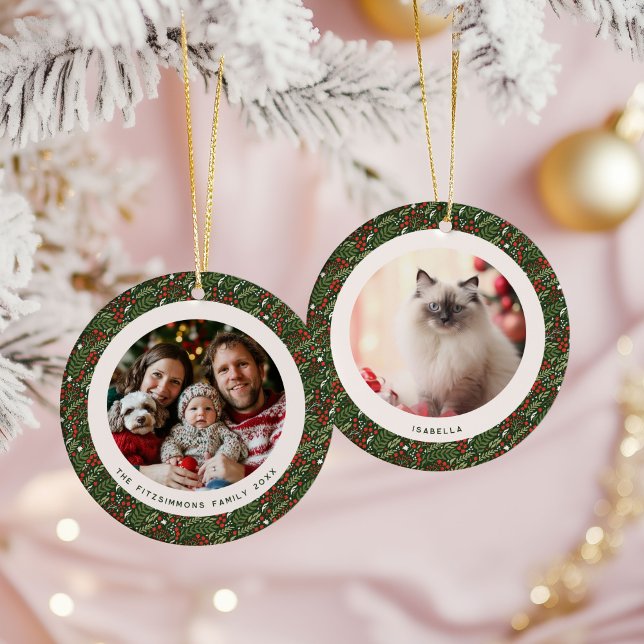 Décoration En Céramique Modern Christmas Holly Foliage 2 Photos (Holly Leaf Christmas 2 photos ornament)