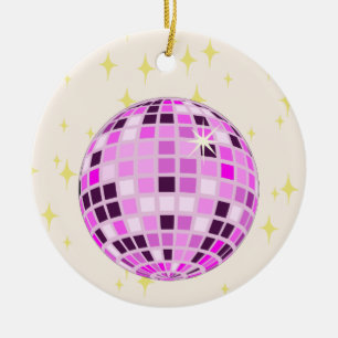 Décoration En Céramique Moderne rose violet rétro Disco Ball Beige