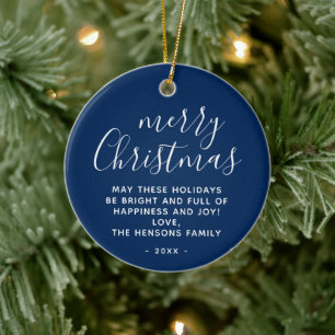 Décoration En Céramique Moins Bleu Blancs Joyeux Script de Noël