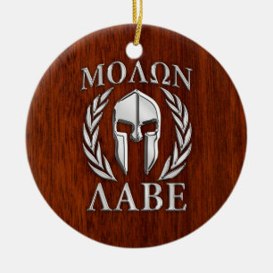 Décoration En Céramique Molon Labe Spartan Warrior Laurels Mahogany Imprim