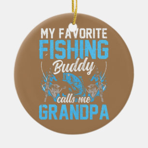 Décoration En Céramique Mon Épouse De Pêche Préférée M'Appelle Grand-Père 