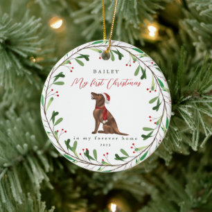 Décoration En Céramique Mon premier Noël de chien avec un pointeur de nom