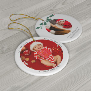 Décoration En Céramique Mon premier Noël en photo de grand-mère