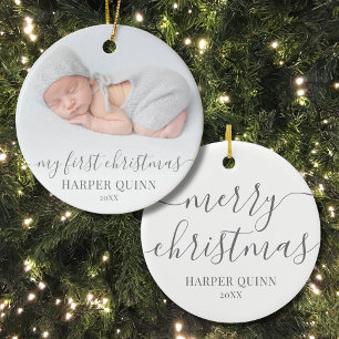 Décoration En Céramique Mon premier Noël personnalisé photo bébé