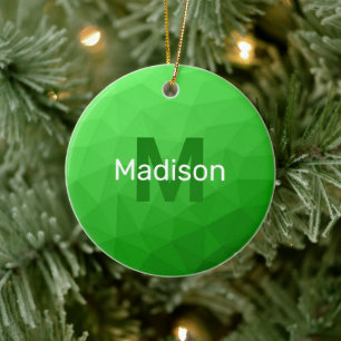 Décoration En Céramique Monogramme à motif de maille géométrique vert clai
